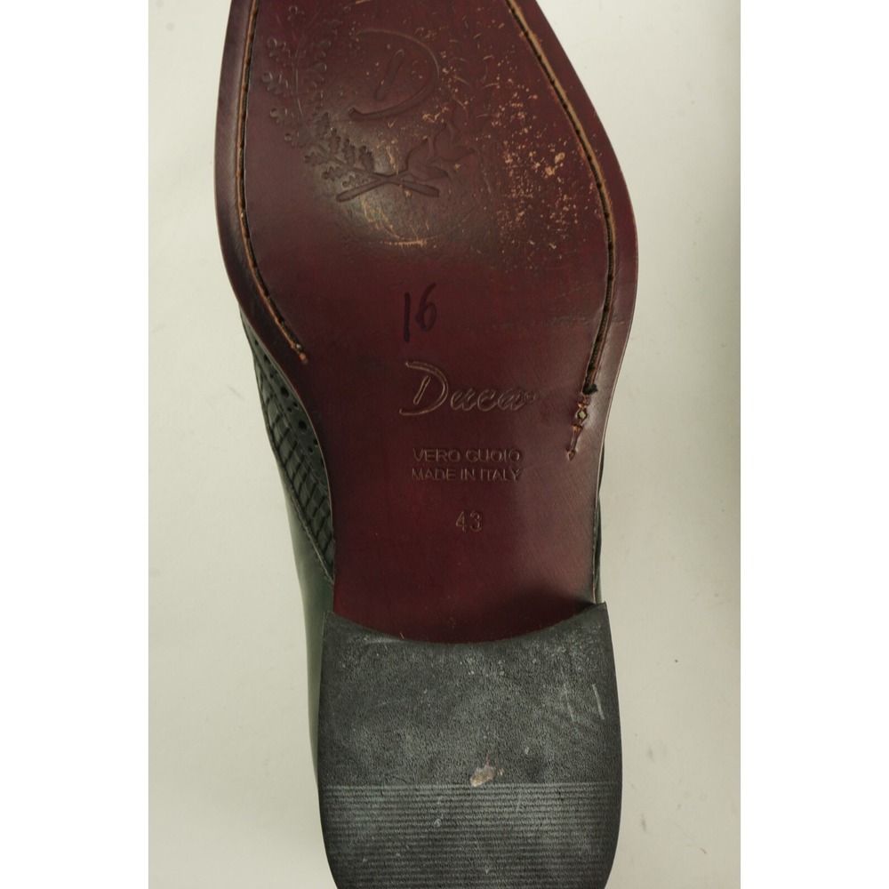 Duca MaTiSte Vero Cuoio Forest Green Italian Leather Crocodile Wingtip Derby 9.5 - Picture 10 of 12